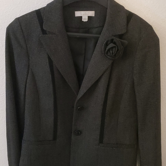 Caslon Jackets & Blazers - Charcoal grey Caslon blazer with rose,  size 10